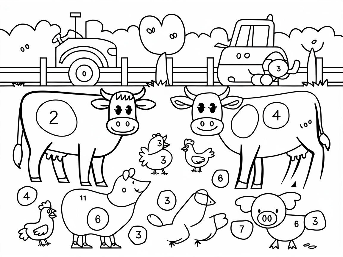 Explore the Farmyard Fun with This Charming Coloring Page