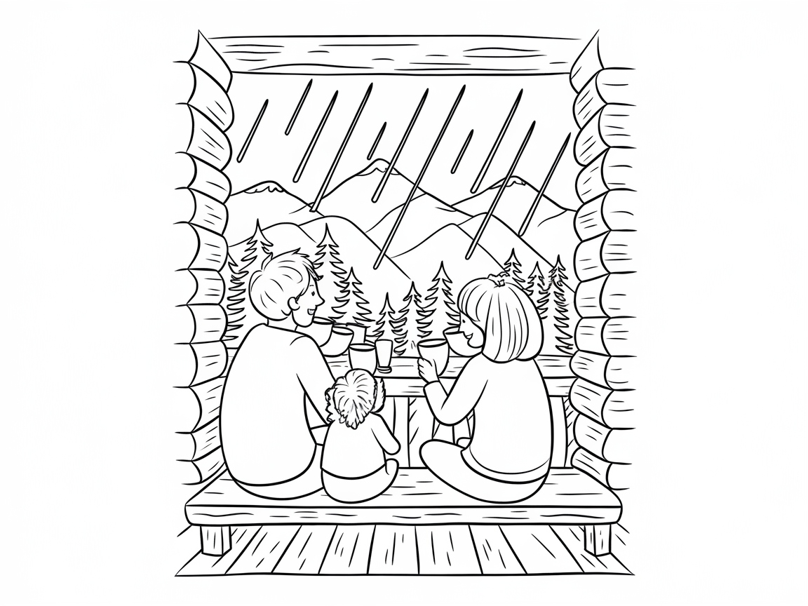 Relax with a Cozy Cabin Scene and Mountain View