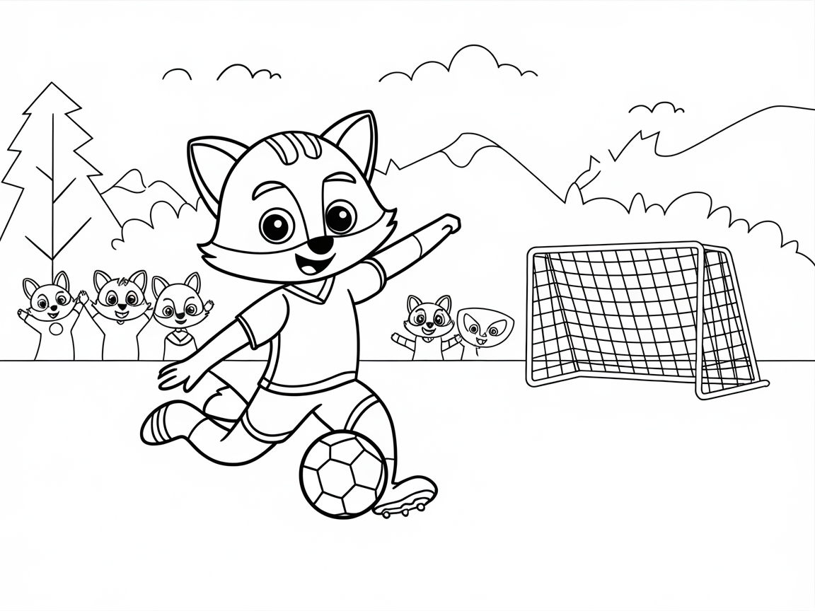 Goal-Scoring Fox in a Fun Soccer Scene