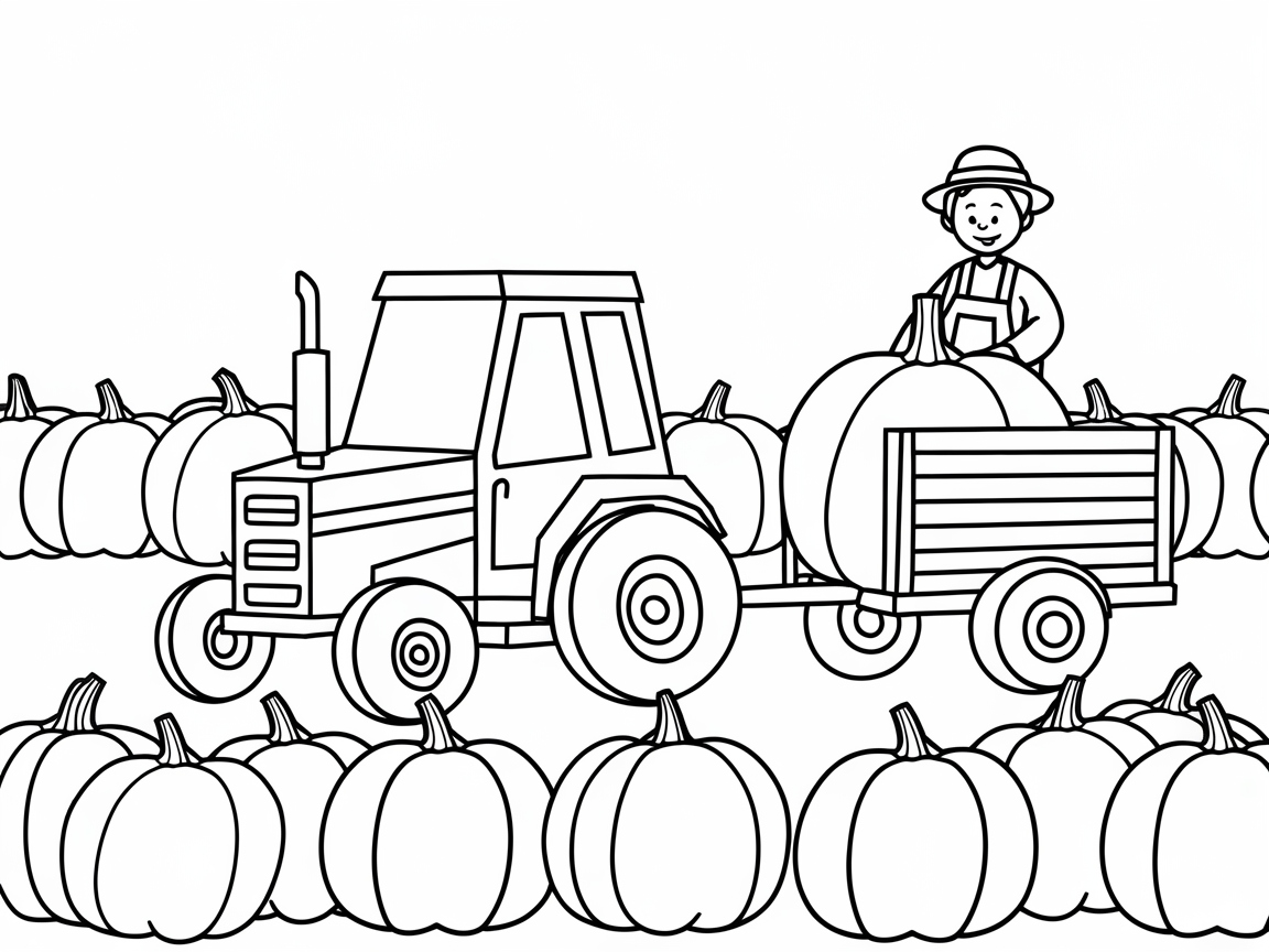 Pumpkin Harvest with Tractor Fun