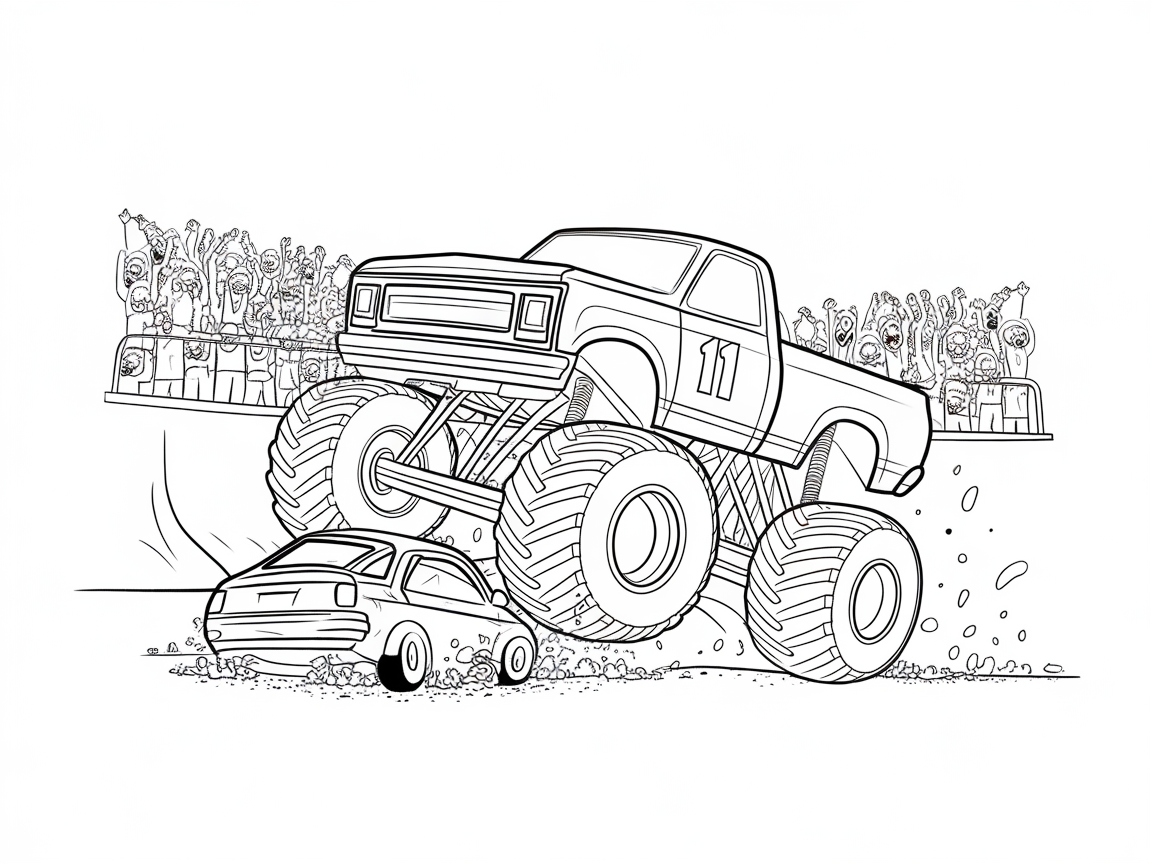 Rev Up: Monster Truck Mayhem Coloring Page
