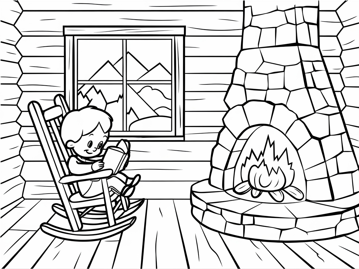 Cozy Cabin Reading Nook by the Fire