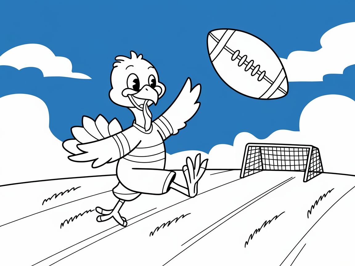 Score Big with This Sporty Turkey Coloring Adventure