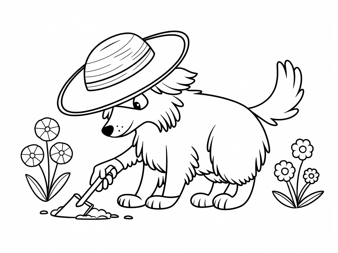 Dig into Fun with This Gardening Collie Scene