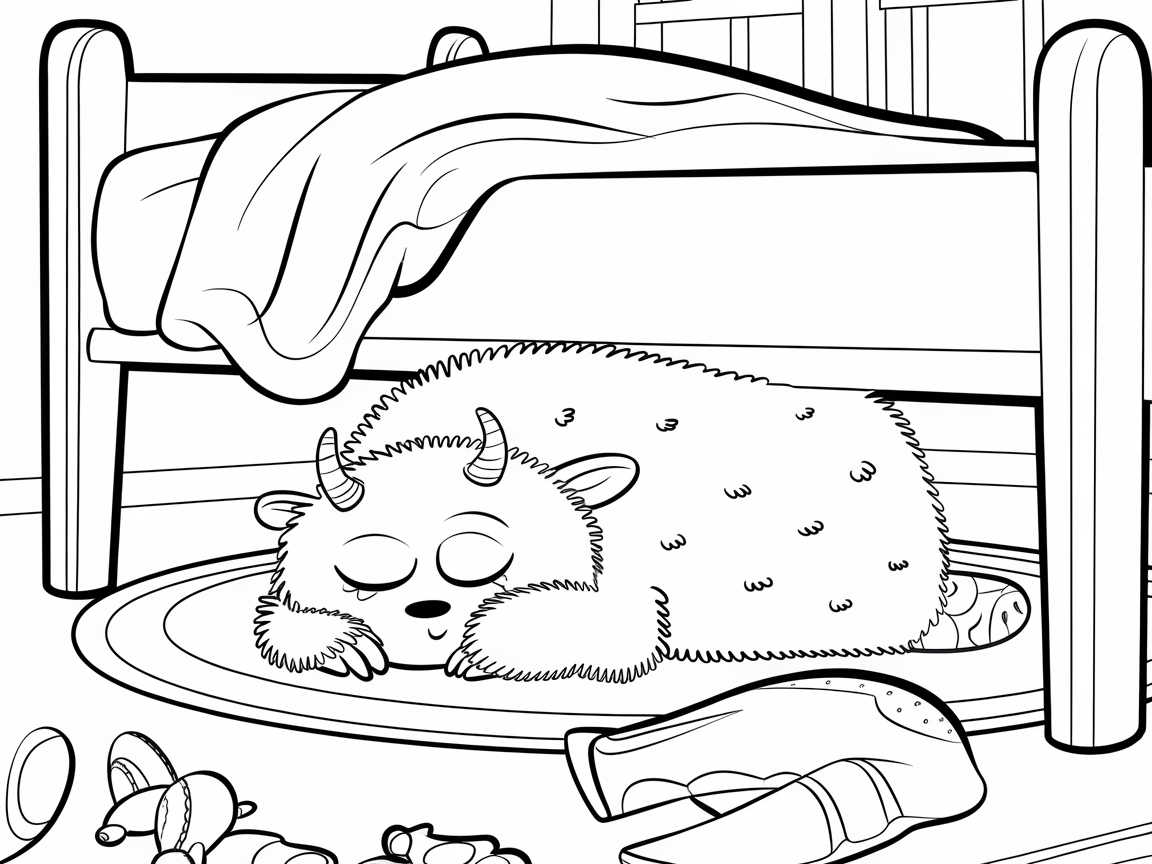 Color This Sleepy Monster Under the Bed