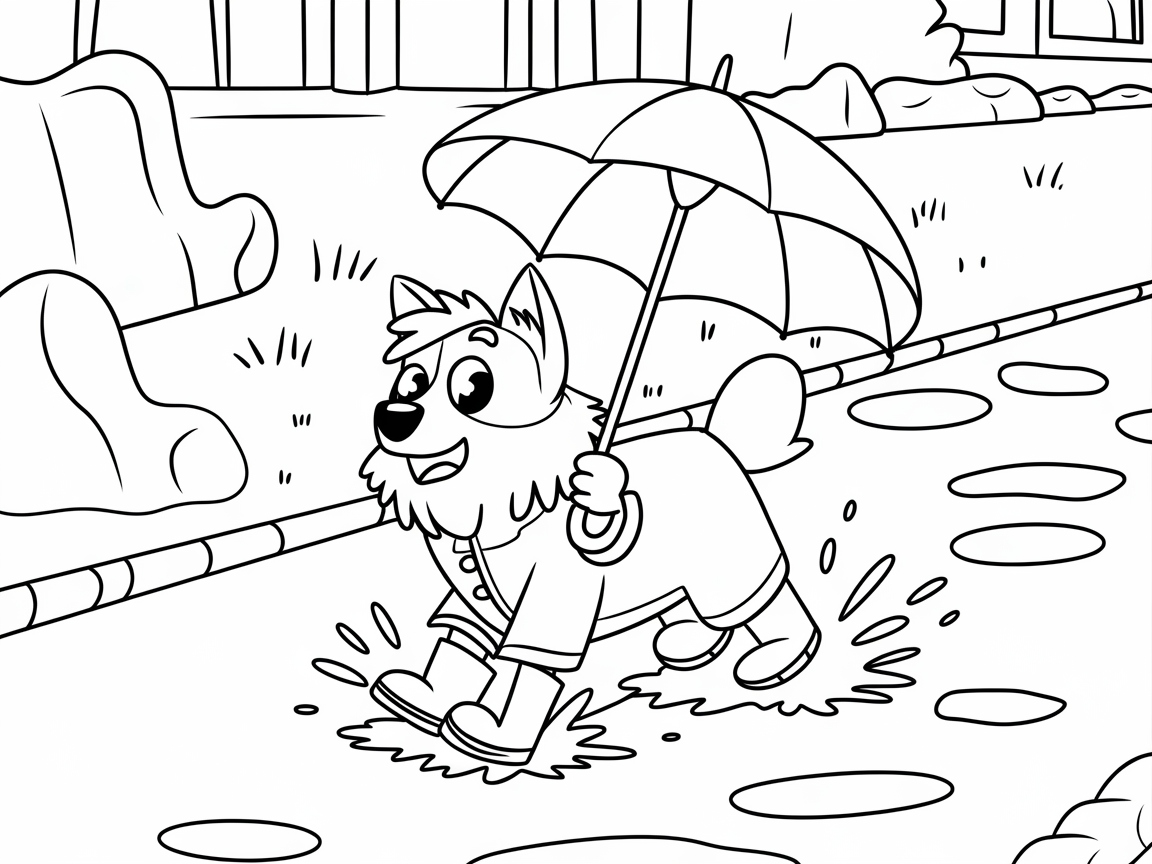 Rainy Day Fun with This Collie Splash Scene