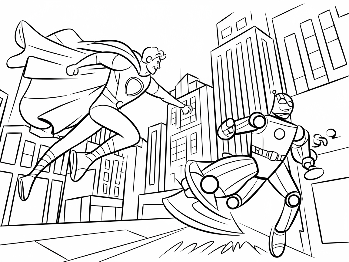 Superhero Showdown in the Cityscape