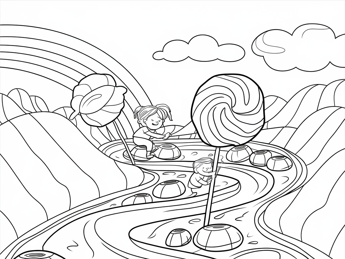 Explore the Candy Land Adventure Coloring Page