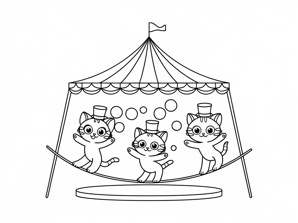 Circus Kittens on the High Wire Act