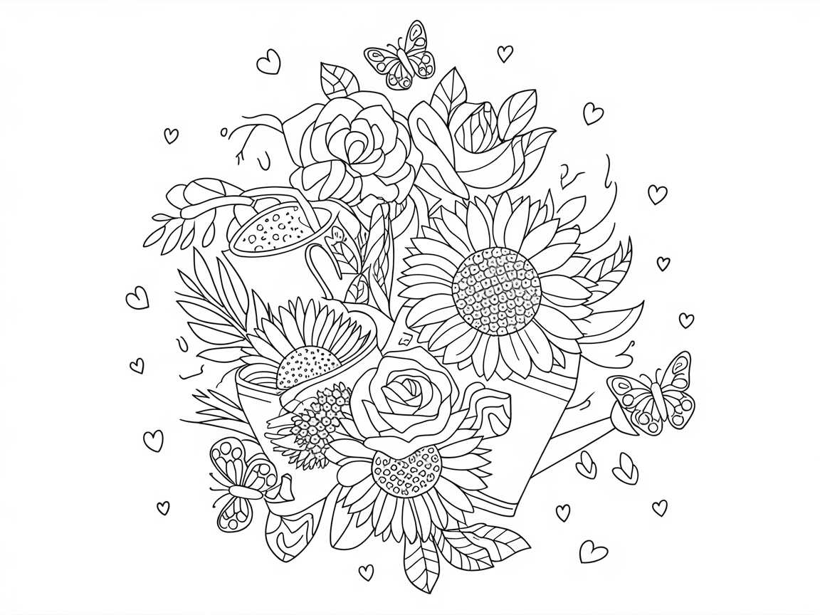 Blooming Beauty: A Floral Collage of Sunflowers and Roses