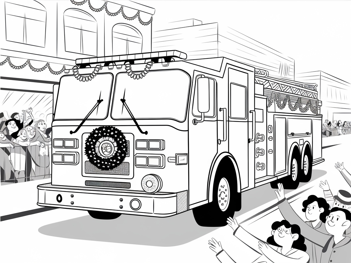 Parade Fun: Decorated Fire Truck Rolls Through the Streets