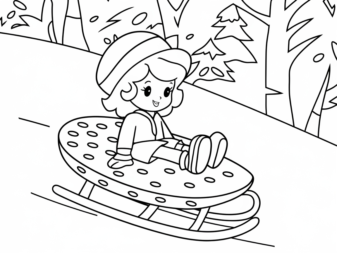 Strawberry Sledding Adventure Coloring Page