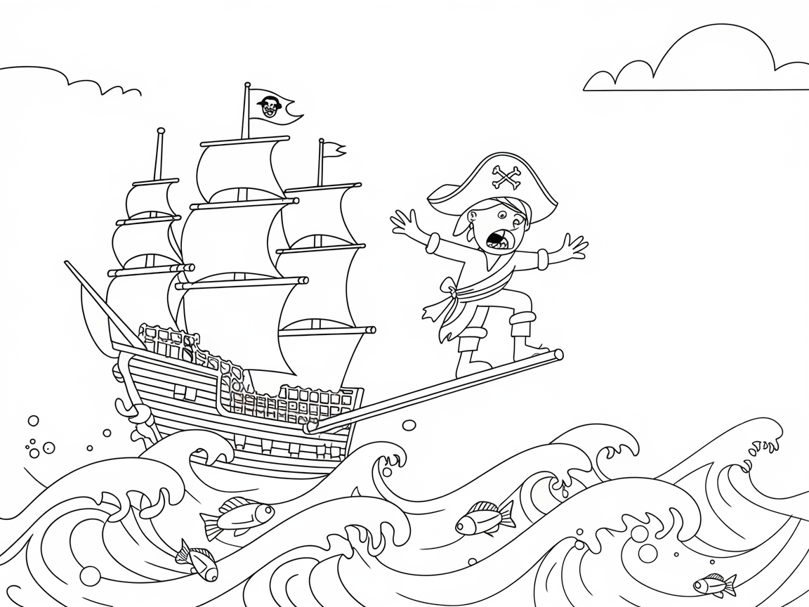 Brave Pirate Riding the High Seas