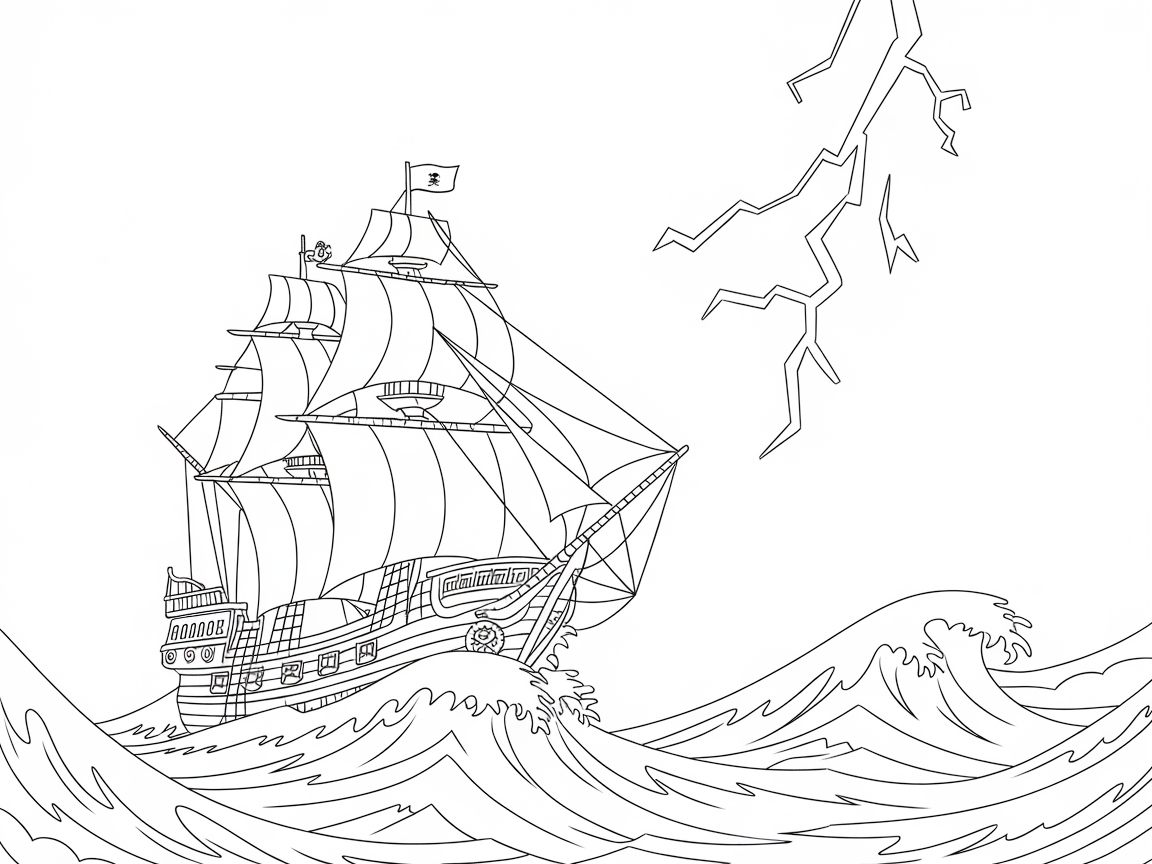 Ride the Storm with This Pirate Ship at Sea
