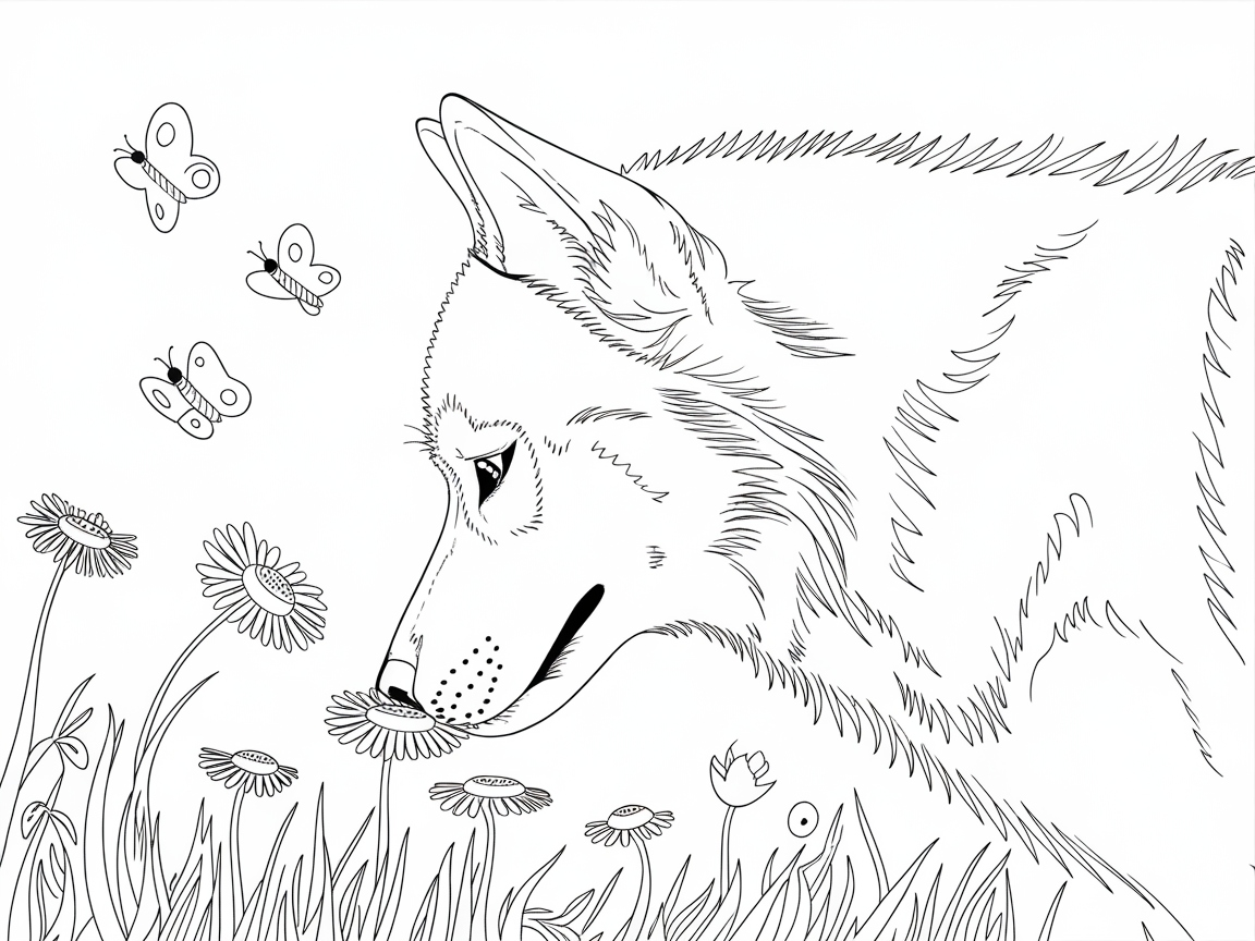Curious Husky in a Garden Scene