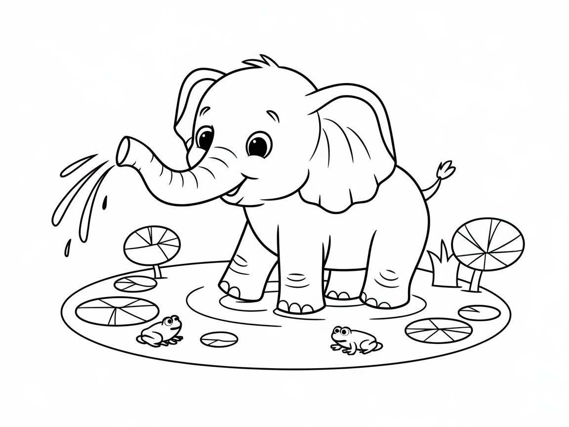 Splashing Fun with a Playful Elephant Scene