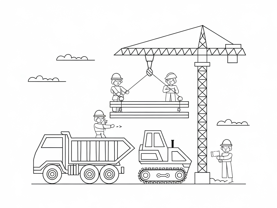 Build Big Dreams with This Construction Site Coloring Page