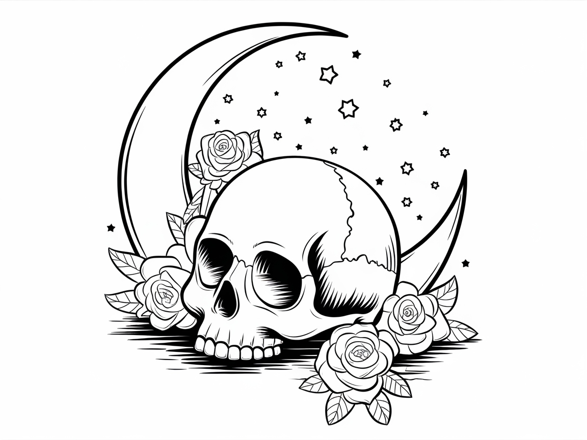 Celestial Skull with Roses and Stars to Spark Your Imagination