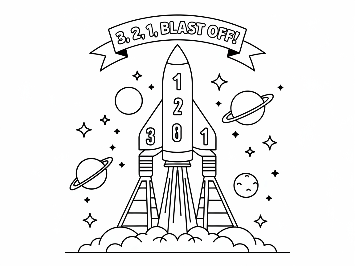 Blast Off Into Space Fun with This Rocket Coloring Page
