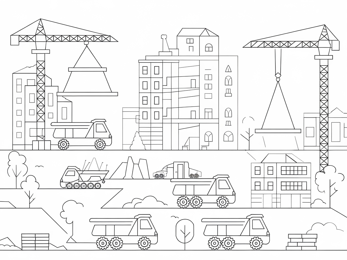 Explore the Construction Site with Busy Machines