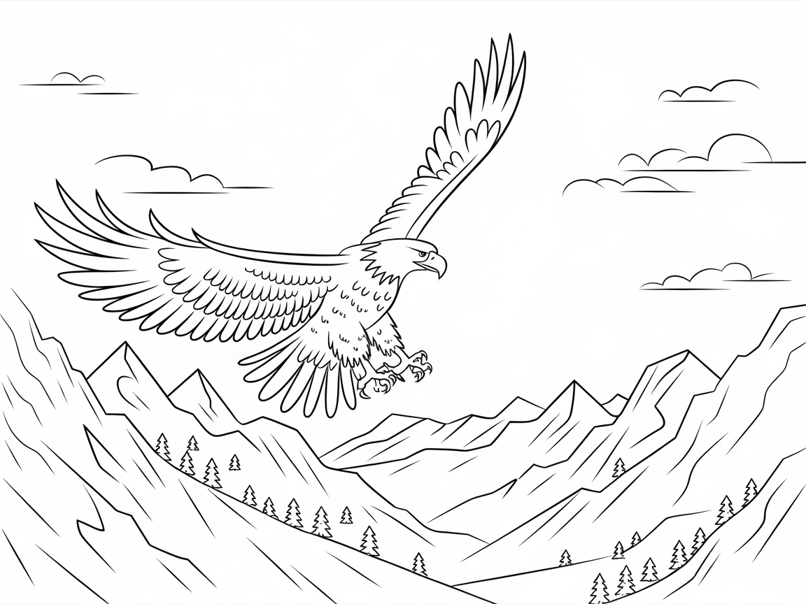 Majestic Eagle Soars Over Mountain Peaks