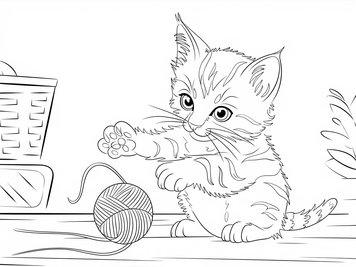 Cuddle Up With This Playful Kitten Coloring Page