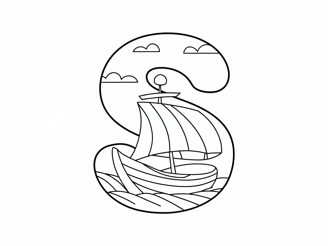 Sail the Seas with This Nautical S Coloring Page