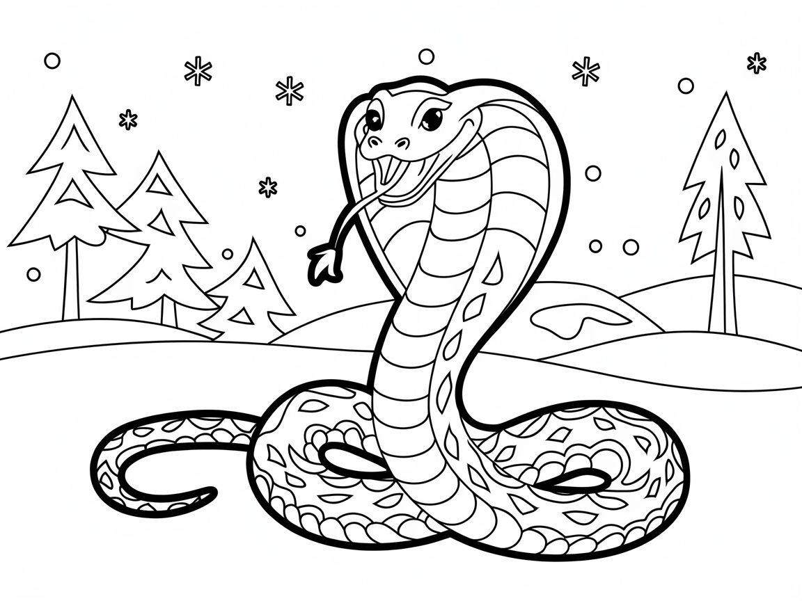 Frosty Fun with This Winter Cobra Coloring Page