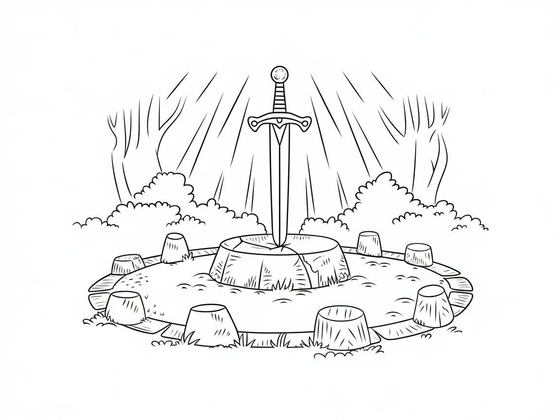 Legendary Sword in a Mystical Forest Setting