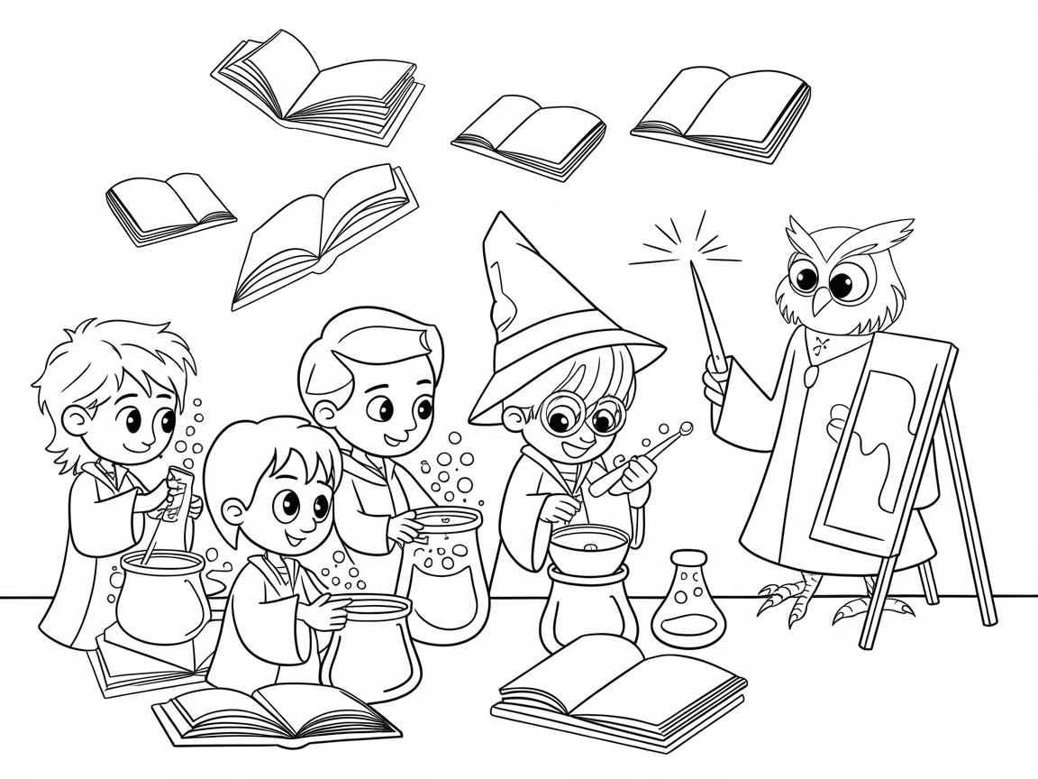 Spellbinding Wizard School Coloring Page