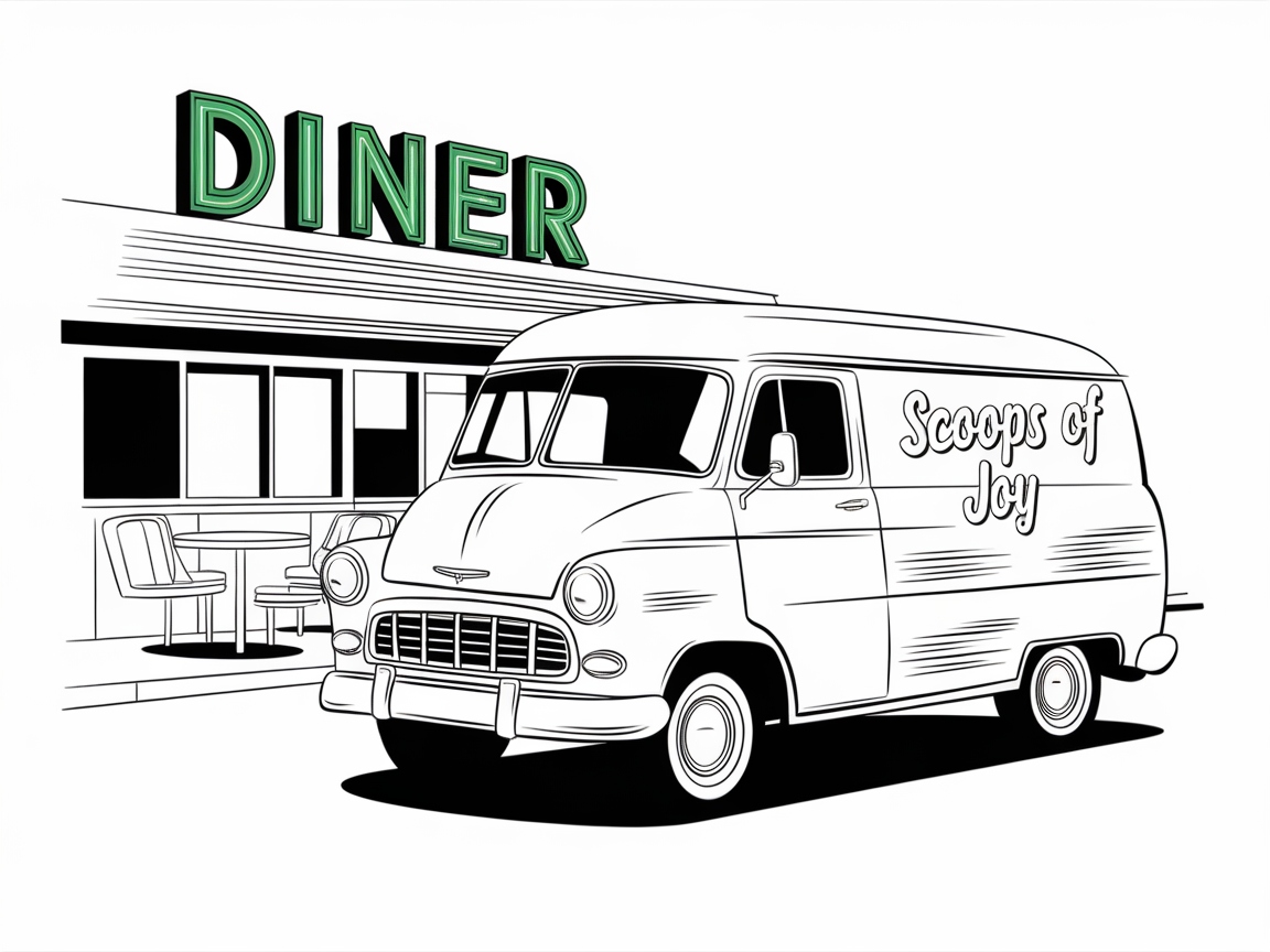 Retro Vibes at the Diner with a Classic Ice Cream Van