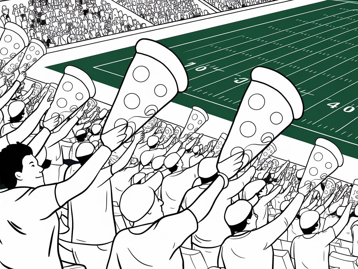 Cheering Fans at a Pizza-Loving Stadium