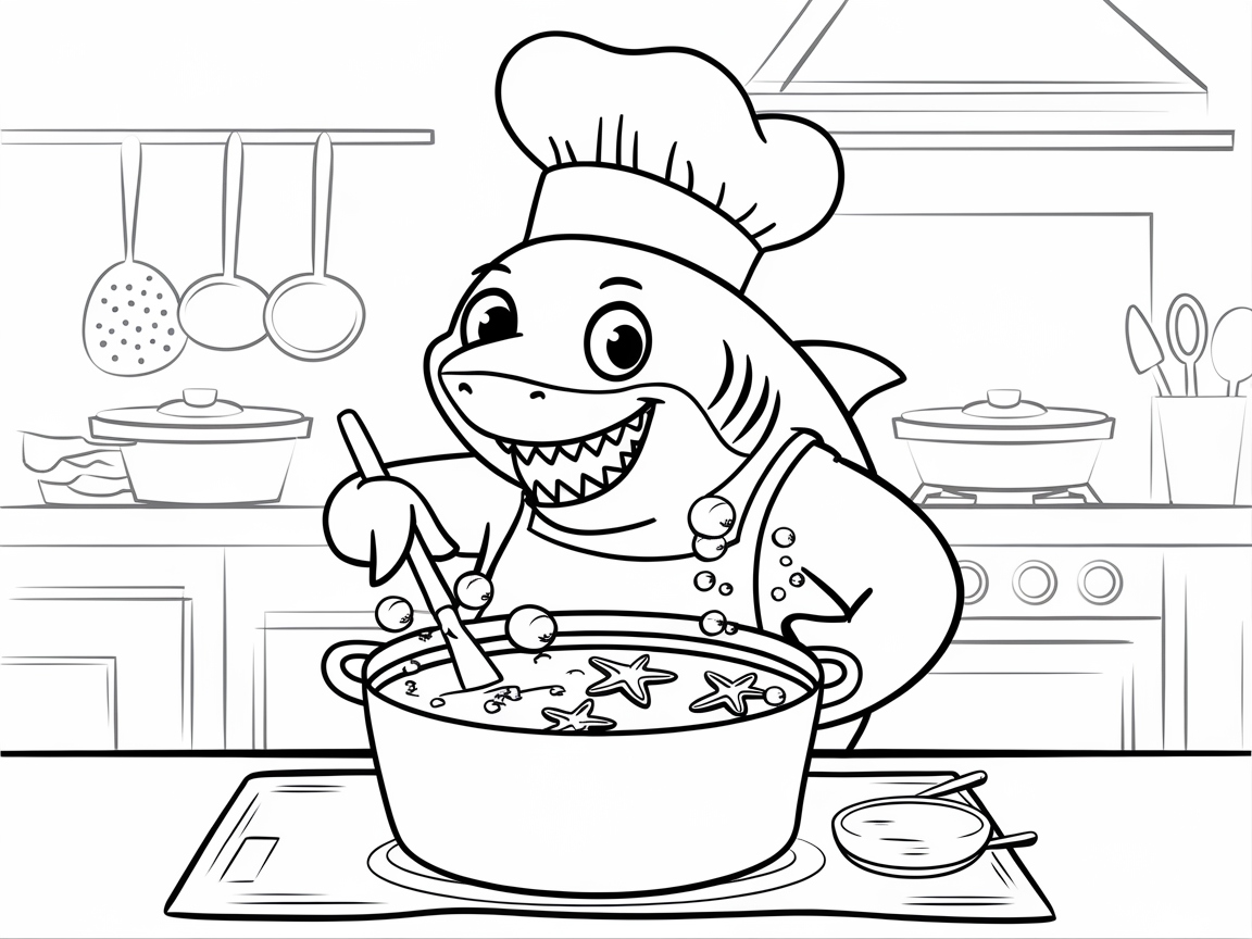 Whip Up Fun with This Chef Shark Coloring Page