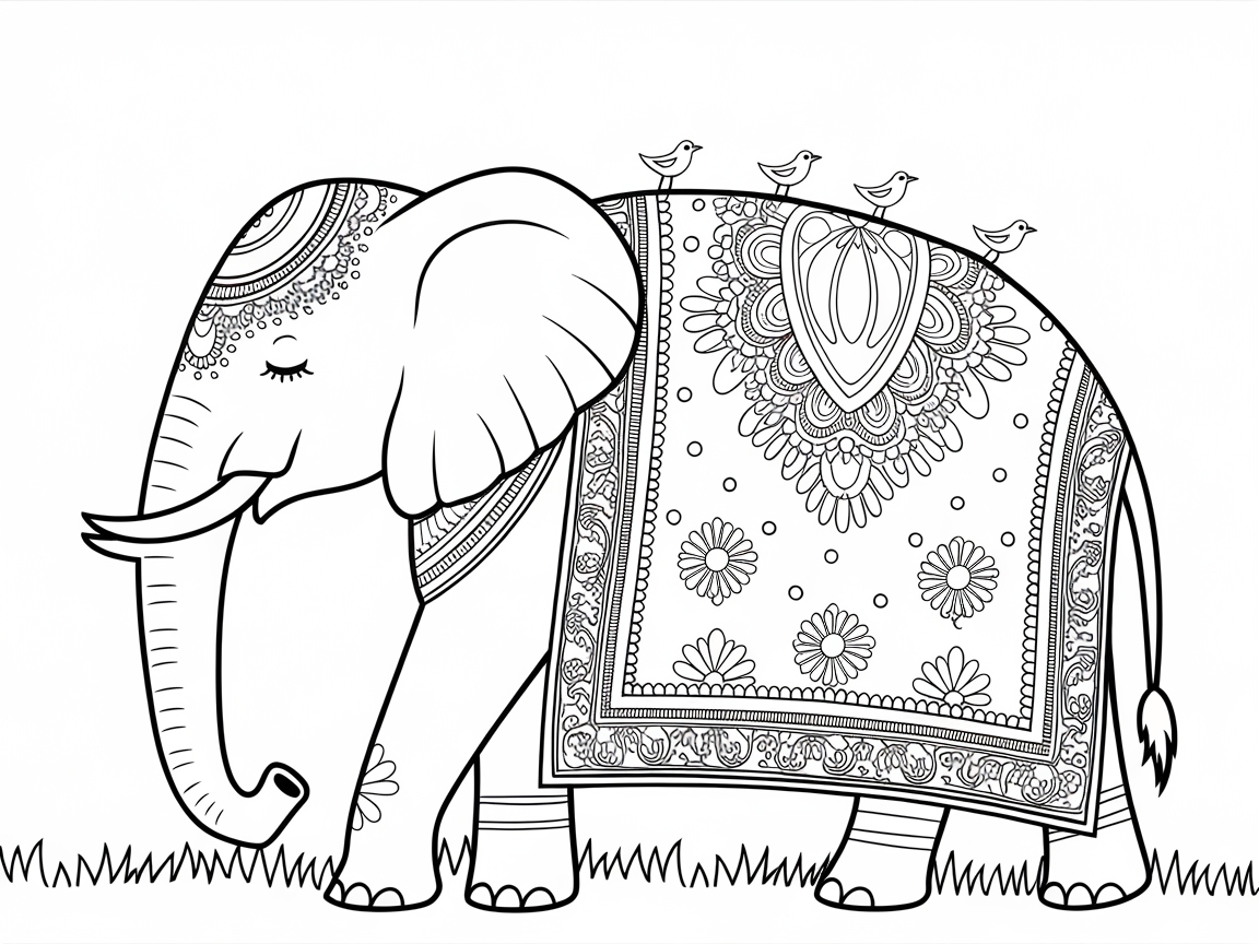 Color an Intricate Elephant Parade