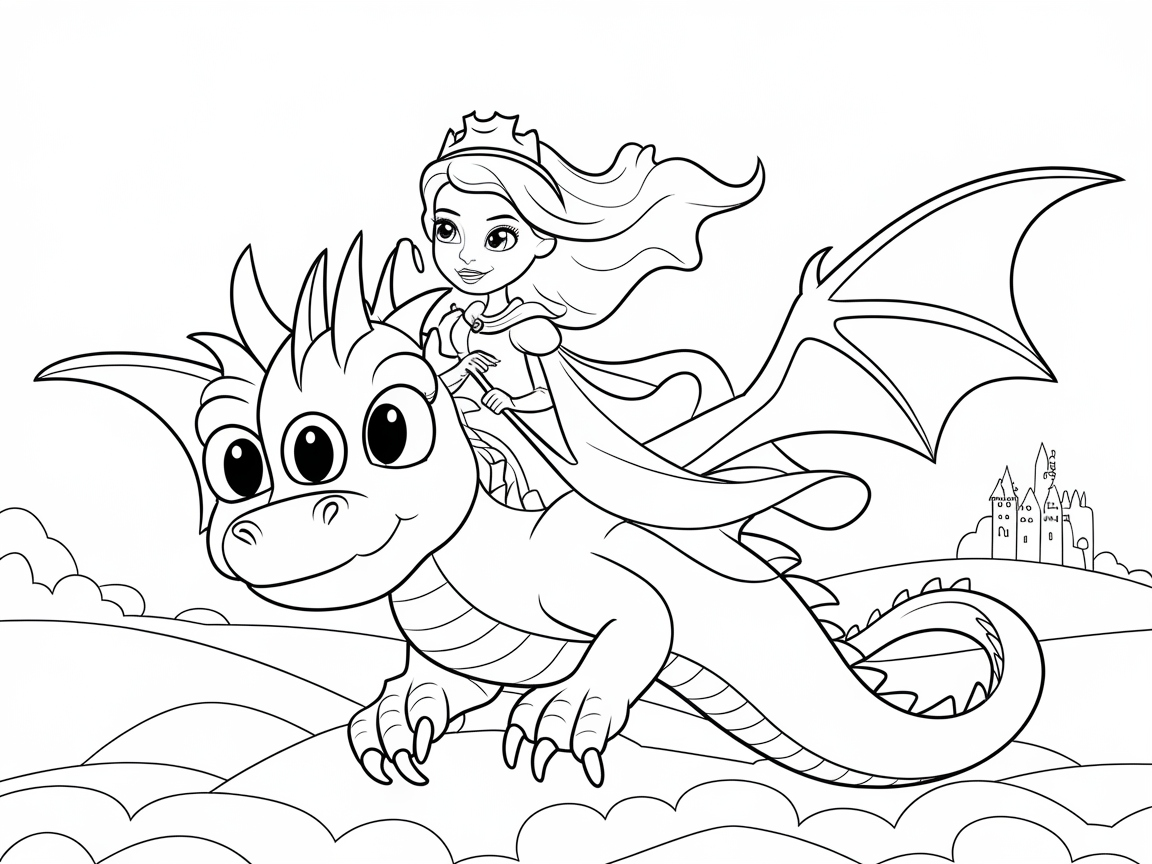 Enchanting Princess Adventure on a Friendly Dragon