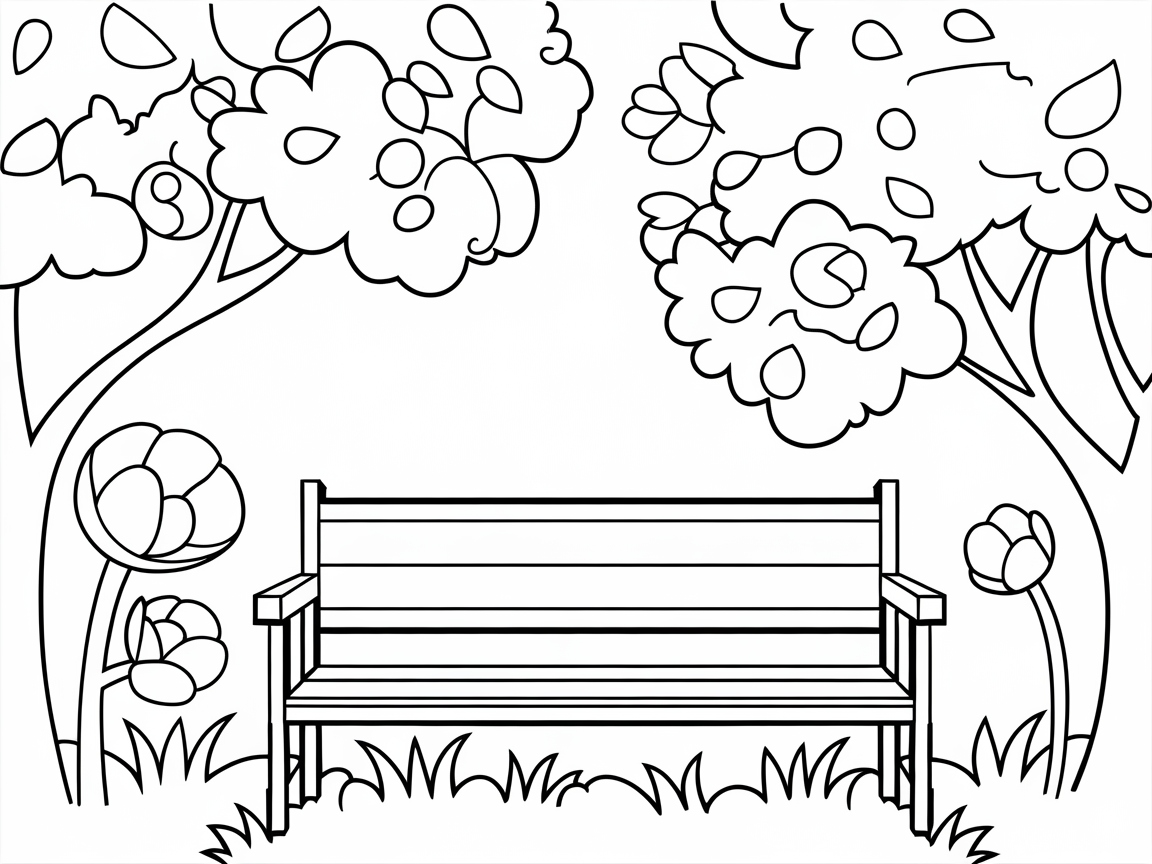 Serene Garden Bench Awaiting Your Colorful Touch