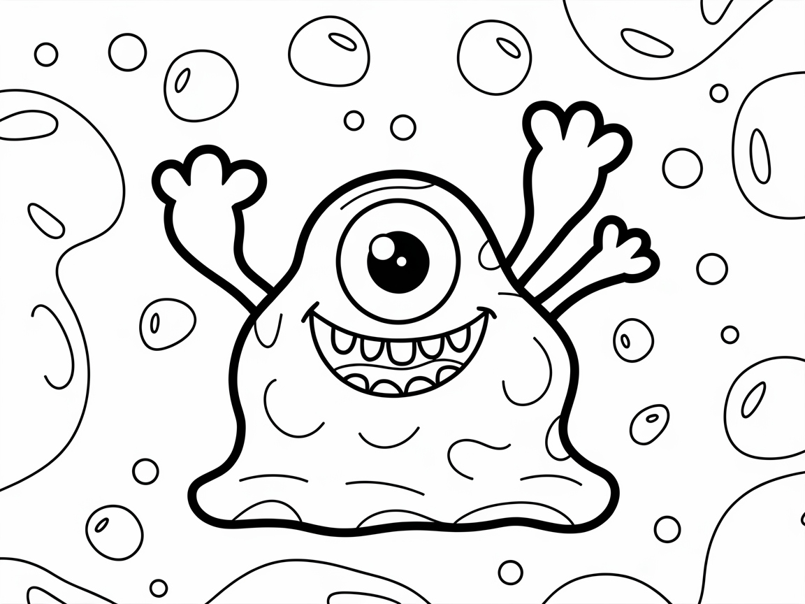 Color This Happy Alien Monster