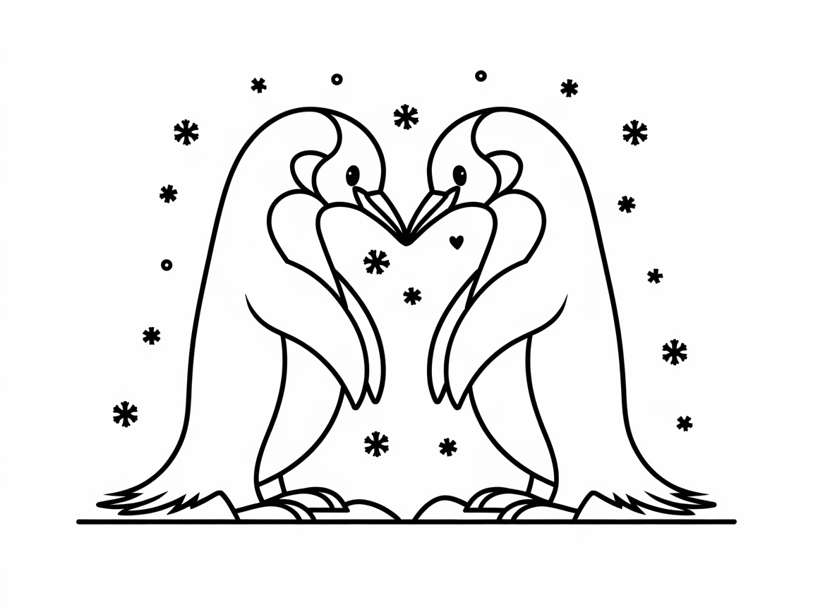 Charming Penguin Pair with Heart Detail