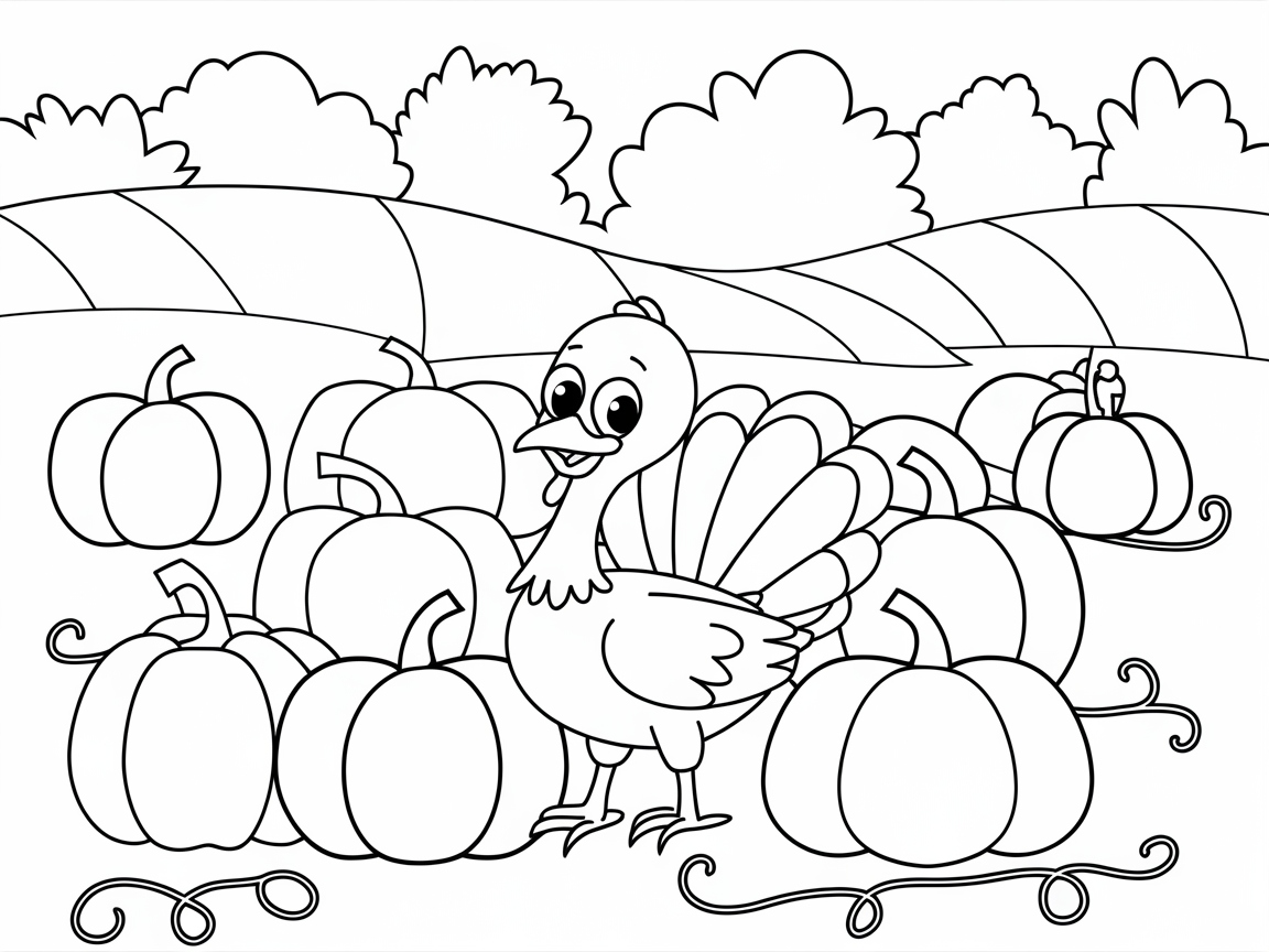 Dive into the Harvest with This Turkey and Pumpkin Scene