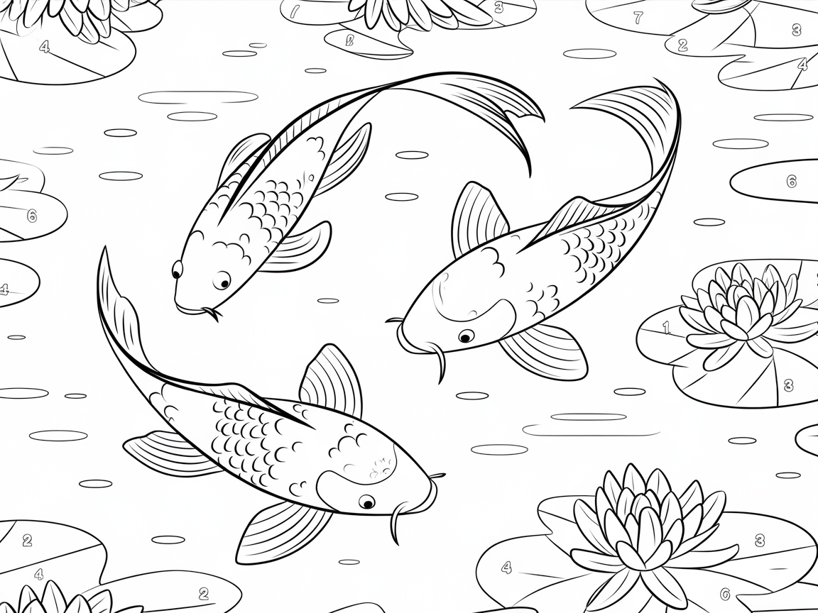 Dive into Serenity with This Koi Pond Color by Number