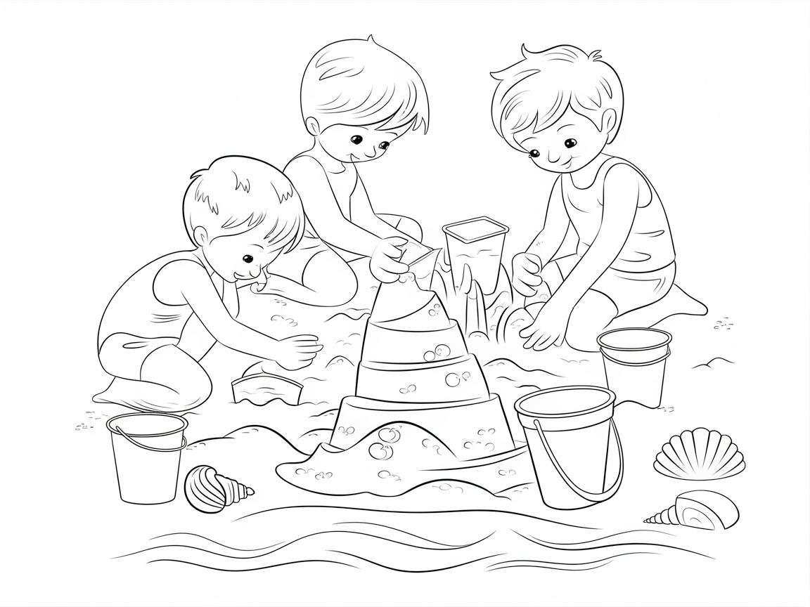 Create Beach Memories with This Sandcastle Coloring Page