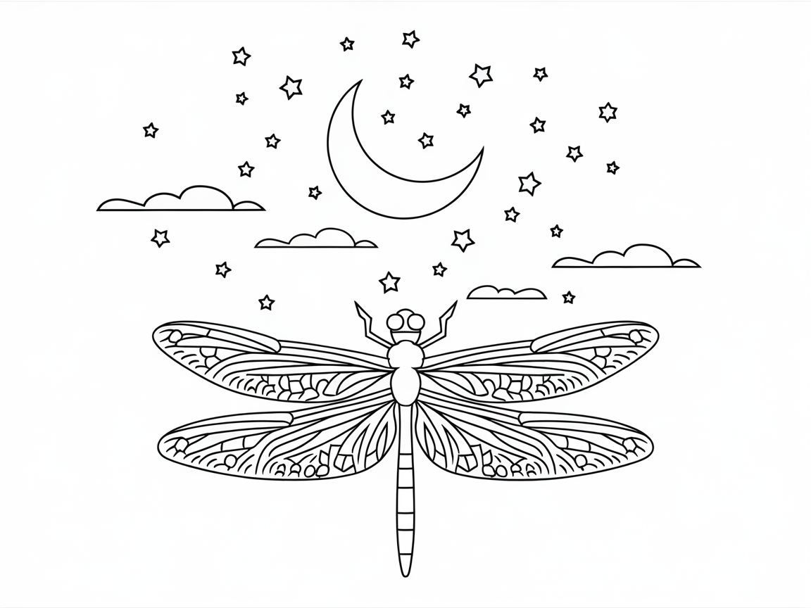 Celestial Dragonfly Under the Night Sky