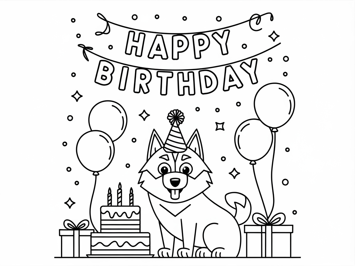 Festive Husky Birthday Celebration